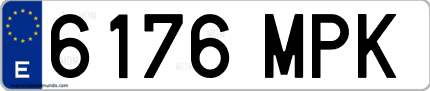 Ejemplo de matrícula de coche ordinaria 6176 MPK