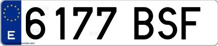 Ejemplo de matrícula española 6177 BSF