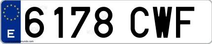 Ejemplo de matrícula española 6178 CWF