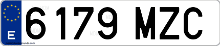Ejemplo de matrícula de coche ordinaria 6179 MZC