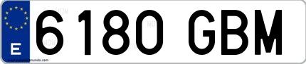 Ejemplo de matrícula española 6180 GBM