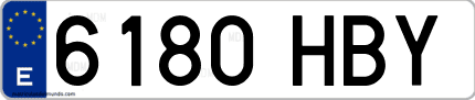 Ejemplo de matrícula de coche ordinaria 6180 HBY