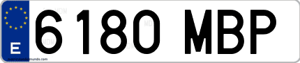 Ejemplo de matrícula de coche ordinaria 6180 MBP