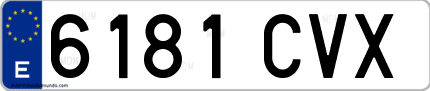 Ejemplo de matrícula de coche ordinaria 6181 CVX