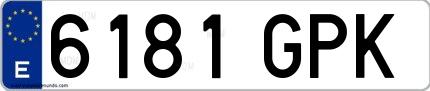 Ejemplo de matrícula española 6181 GPK