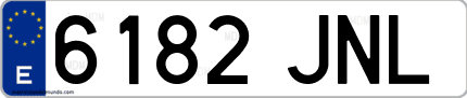 Ejemplo de matrícula de coche ordinaria 6182 JNL