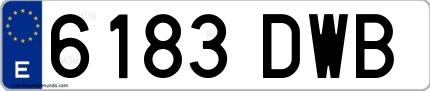 Ejemplo de matrícula española 6183 DWB