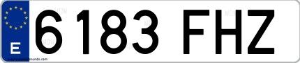 Ejemplo de matrícula española 6183 FHZ