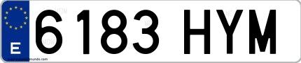Ejemplo de matrícula española 6183 HYM
