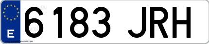Ejemplo de matrícula española 6183 JRH