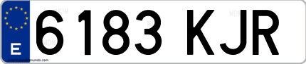 Ejemplo de matrícula de coche ordinaria 6183 KJR