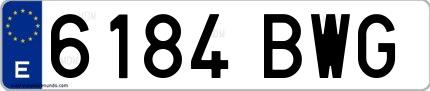 Ejemplo de matrícula española 6184 BWG