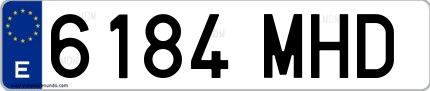 Ejemplo de matrícula española 6184 MHD