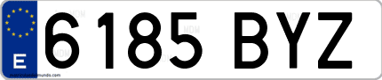 Ejemplo de matrícula de coche ordinaria 6185 BYZ