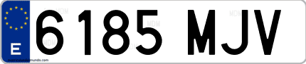 Ejemplo de matrícula de coche ordinaria 6185 MJV