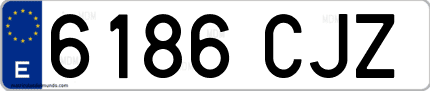 Ejemplo de matrícula de coche ordinaria 6186 CJZ