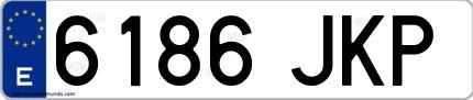 Ejemplo de matrícula española 6186 JKP