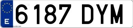 Ejemplo de matrícula española 6187 DYM