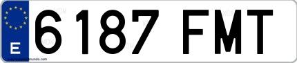 Ejemplo de matrícula española 6187 FMT