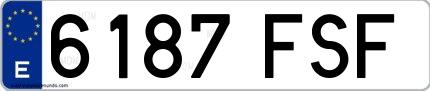 Ejemplo de matrícula española 6187 FSF