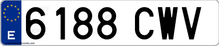 Ejemplo de matrícula de coche ordinaria 6188 CWV