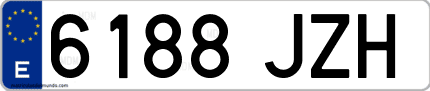 Ejemplo de matrícula de coche ordinaria 6188 JZH