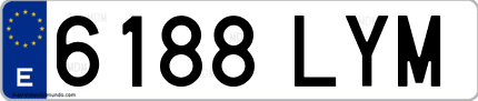 Ejemplo de matrícula de coche ordinaria 6188 LYM