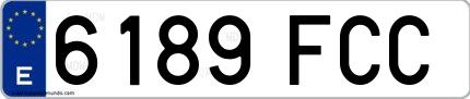 Ejemplo de matrícula española 6189 FCC