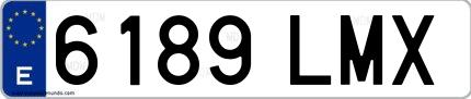 Ejemplo de matrícula española 6189 LMX