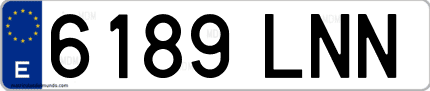Ejemplo de matrícula de coche ordinaria 6189 LNN