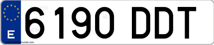 Ejemplo de matrícula de coche ordinaria 6190 DDT