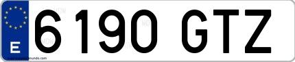 Ejemplo de matrícula española 6190 GTZ