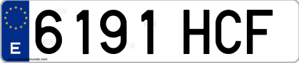 Ejemplo de matrícula de coche ordinaria 6191 HCF