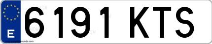 Ejemplo de matrícula española 6191 KTS