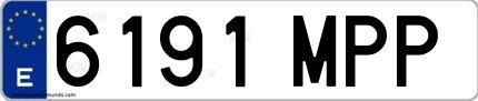 Ejemplo de matrícula española 6191 MPP