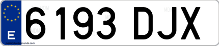Ejemplo de matrícula de coche ordinaria 6193 DJX