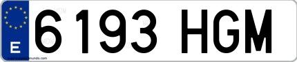 Ejemplo de matrícula española 6193 HGM