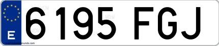 Ejemplo de matrícula española 6195 FGJ