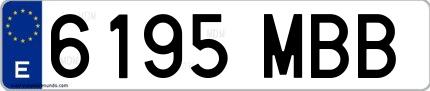 Ejemplo de matrícula española 6195 MBB