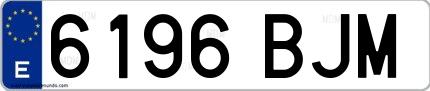 Ejemplo de matrícula española 6196 BJM