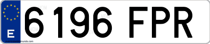Ejemplo de matrícula de coche ordinaria 6196 FPR