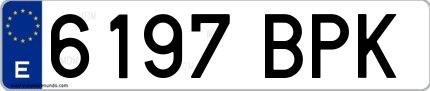 Ejemplo de matrícula española 6197 BPK