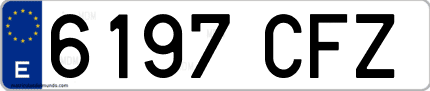 Ejemplo de matrícula de coche ordinaria 6197 CFZ