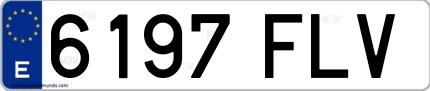Ejemplo de matrícula española 6197 FLV