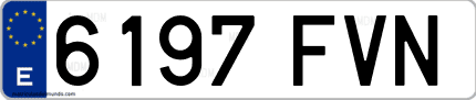 Ejemplo de matrícula de coche ordinaria 6197 FVN