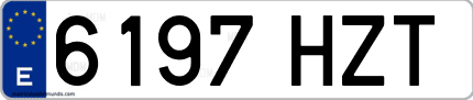 Ejemplo de matrícula de coche ordinaria 6197 HZT