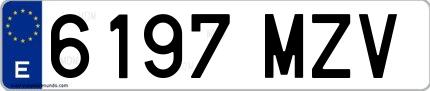 Ejemplo de matrícula española 6197 MZV