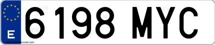 Ejemplo de matrícula española 6198 MYC