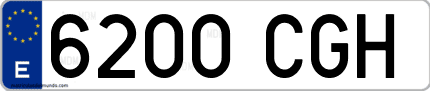 Ejemplo de matrícula de coche ordinaria 6200 CGH