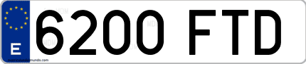 Ejemplo de matrícula de coche ordinaria 6200 FTD